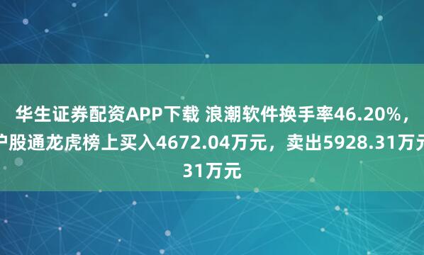 华生证券配资APP下载 浪潮软件换手率46.20%，沪股通龙虎榜上买入4672.04万元，卖出5928.31万元